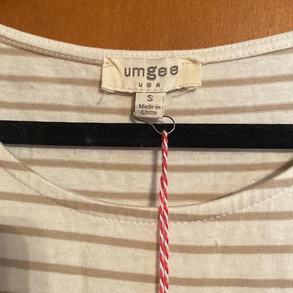 NWT Oatmeal&White Stripe Colour Block Frayed Hem Babydoll Dress Size Small - Picture 4 of 11